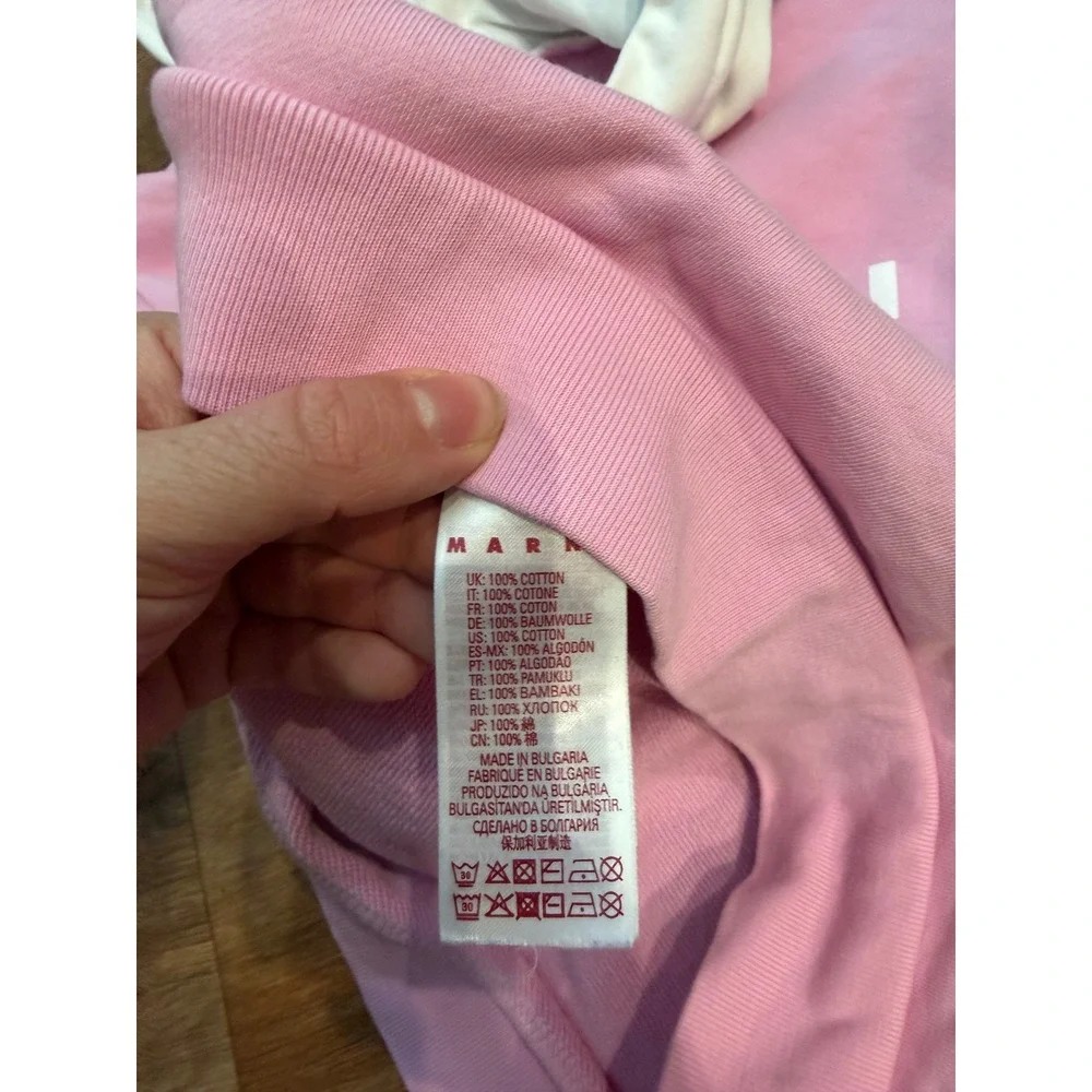 Marni Kids Pink White Contrast Logo Hoodie Sweatshirt Size 10 Cotton Bulgarian